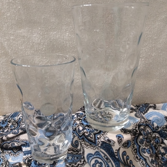 Pasabahce Tall Tumblers 6” Tall Optic Circles Dots 16oz Set Of Two - Picture 2 of 8
